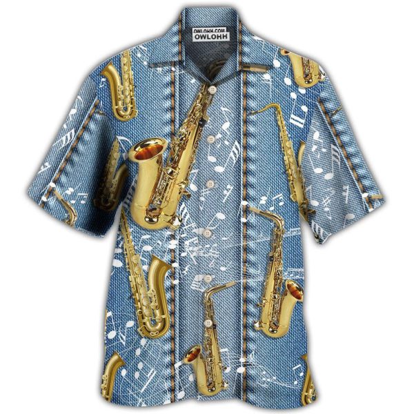 Saxophone Jeans Art Music Note - Hawaiian Shirt Jezsport.com