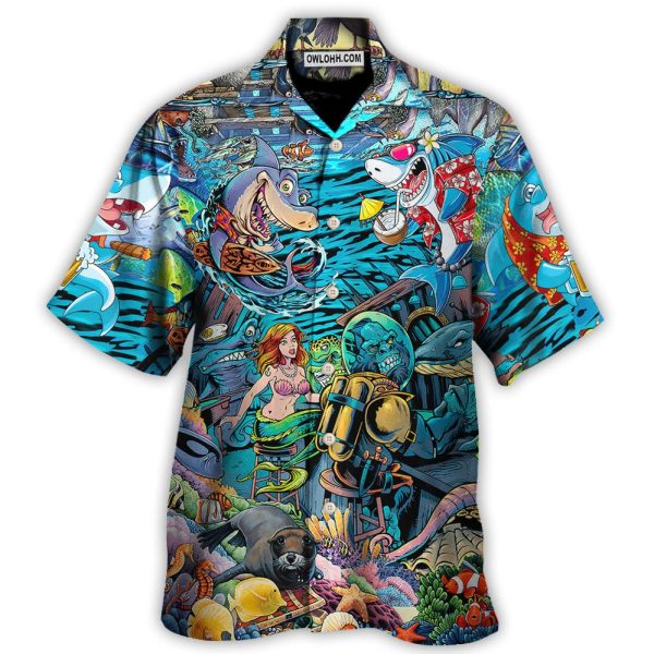 Shark Bar With Animal Underwater - Hawaiian Shirt Jezsport.com