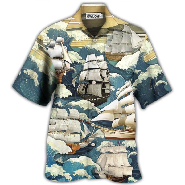 Sailing Wave Art Vintage - Hawaiian Shirt Jezsport.com