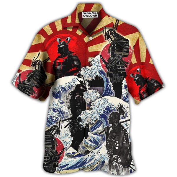 Samurai Red Sun And Wave Art - Hawaiian Shirt Jezsport.com