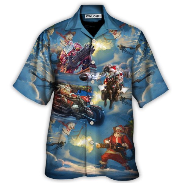 Christmas Santa Gun Fight In Xmas - Hawaiian Shirt Jezsport.com