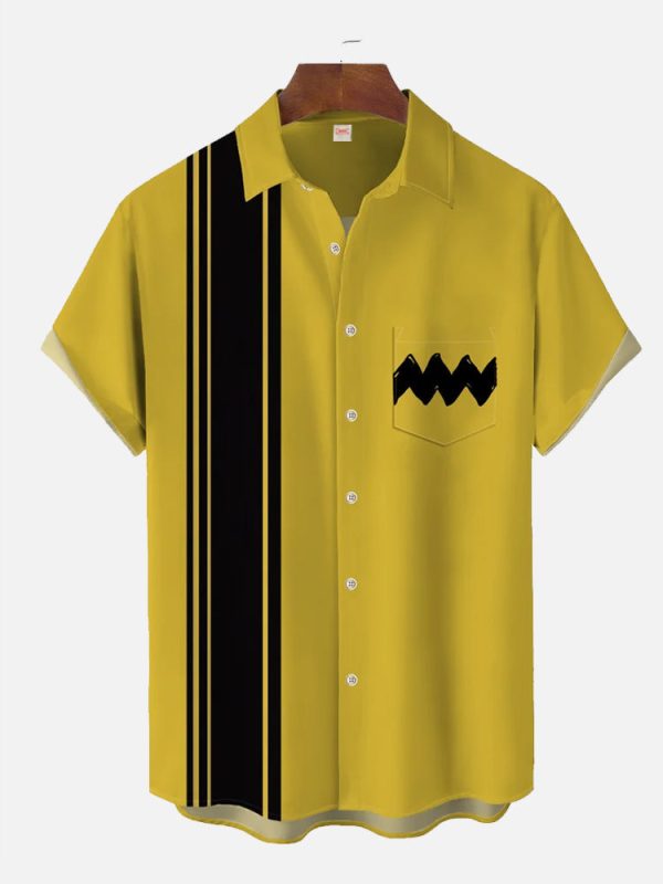 Cartoon Costume Yellow And Black Matching Art Stripe Hawaiian Shirt Jezsport.com