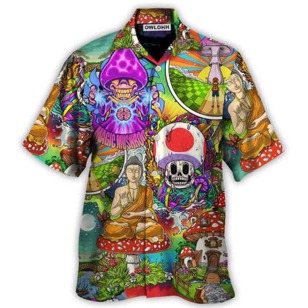 Hippie Mushroom Peace Colorful Let It Be - Hawaiian Shirt Jezsport.com