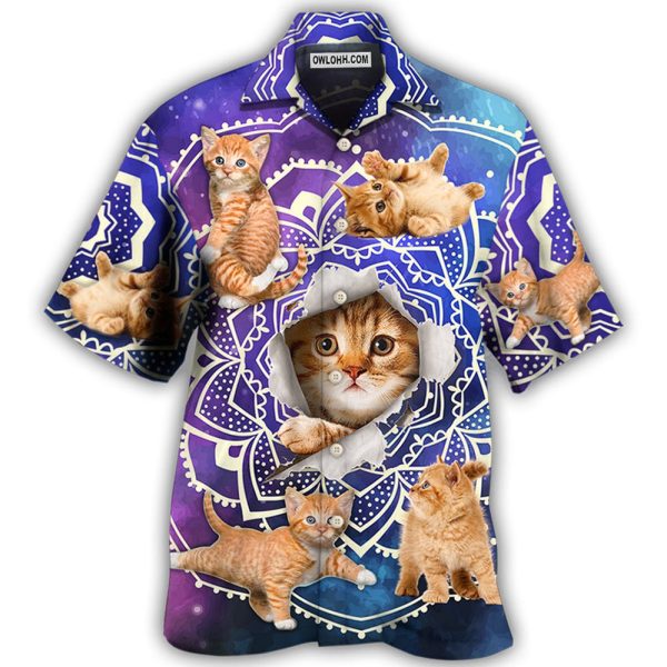 Cat Tabby Cat Yoga Galaxy Yoga Pose Funny - Hawaiian Shirt Jezsport.com