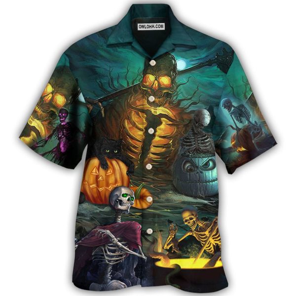 Halloween Skull Dark Scary - Hawaiian Shirt Jezsport.com