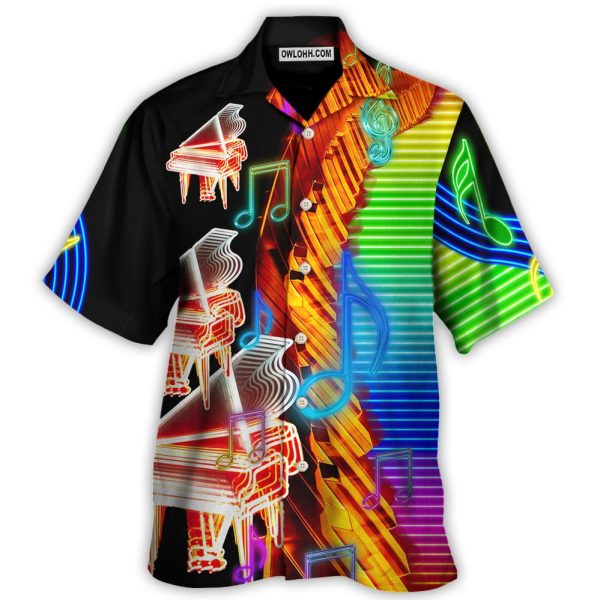 Piano Music Neon Colorful - Hawaiian Shirt Jezsport.com