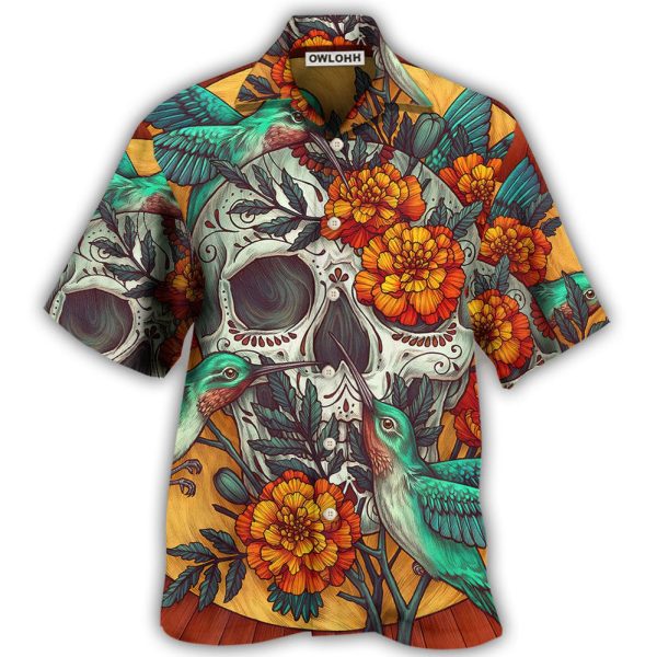 Skull Floral Skull Hummingbird - Hawaiian Shirt Jezsport.com