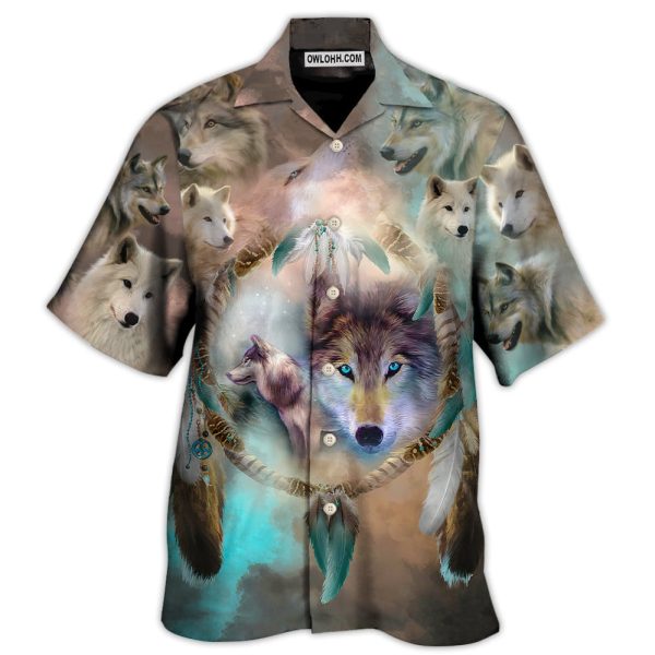 Native American Wolf Dream Catcher Art Style - Hawaiian Shirt Jezsport.com