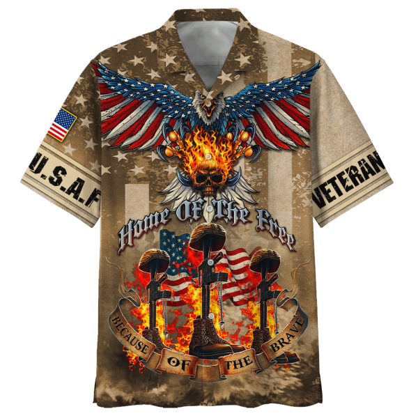 Air Force Home Of The Free Because Of The Brave Fire Gun Hawaiian Shirt Jezsport.com