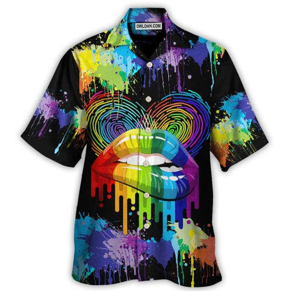 LGBT Lips The Color Of Happiness - Hawaiian Shirt Jezsport.com