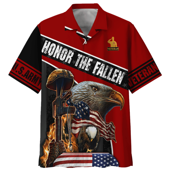 Army Eagle Honor The Fallen Red Hawaiian Shirt Jezsport.com