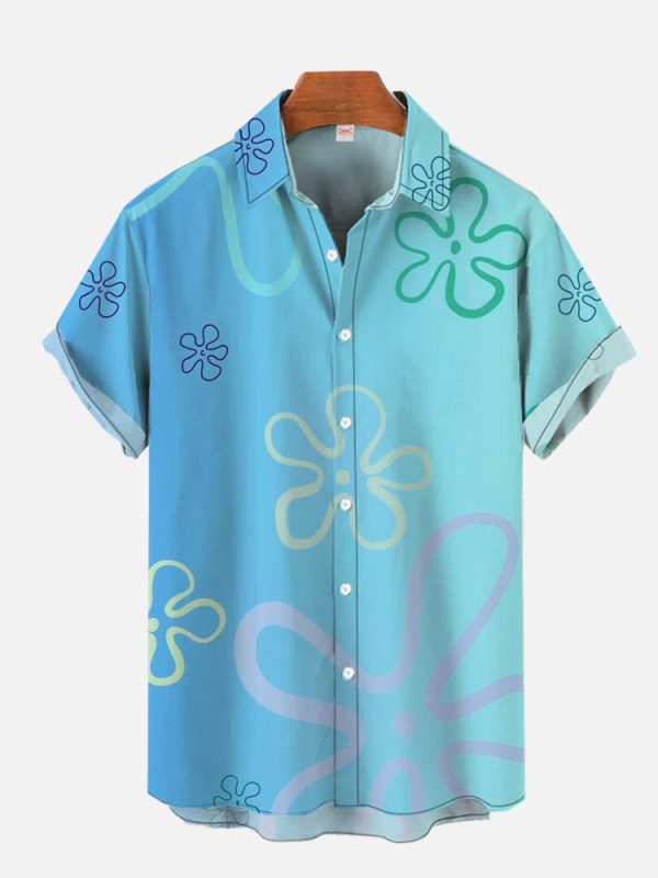 Gradient Blue Starfish Space Art Hawaiian Shirt Jezsport.com