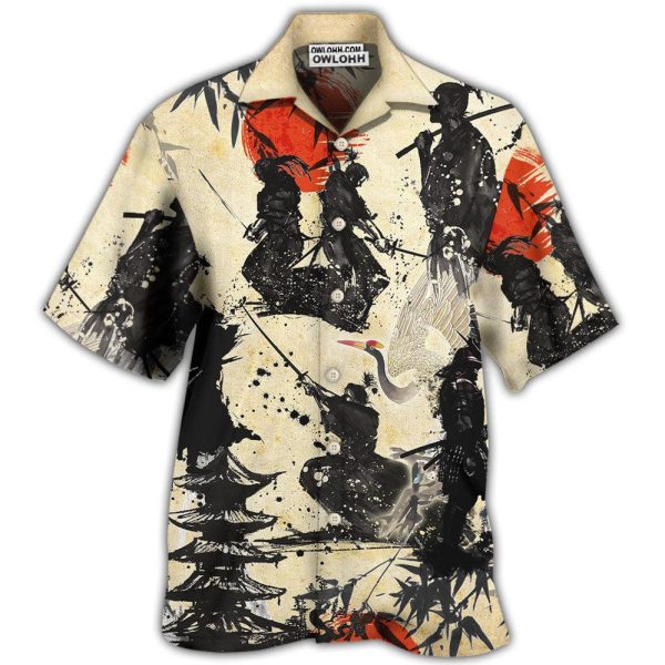 Samurai Mountain Sketch Art - Hawaiian Shirt Jezsport.com