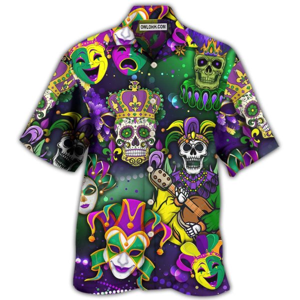 Mardi Gras Skull Art - Hawaiian Shirt Jezsport.com