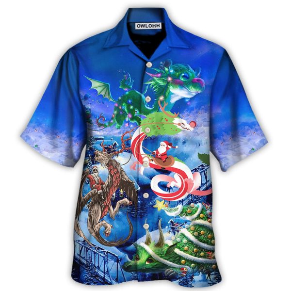 Christmas Santa Riding A Dragon - Hawaiian Shirt Jezsport.com