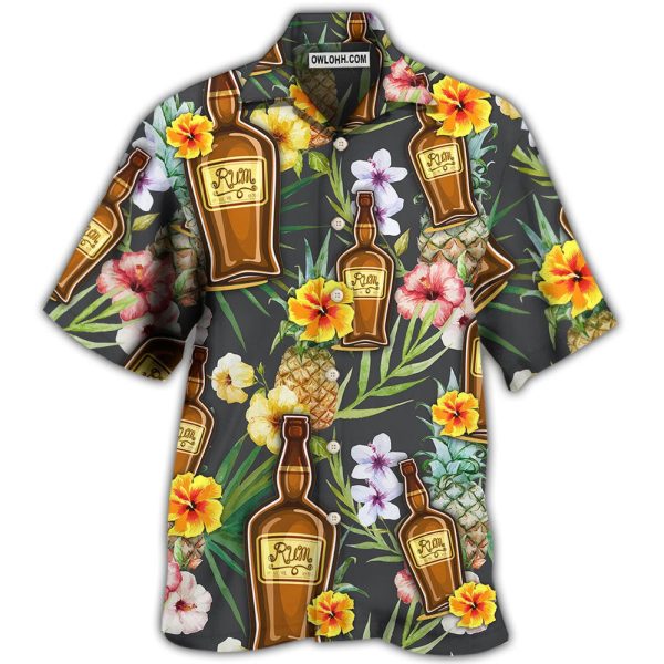 Wine Rum Drinking Tropical Art - Hawaiian Shirt Jezsport.com