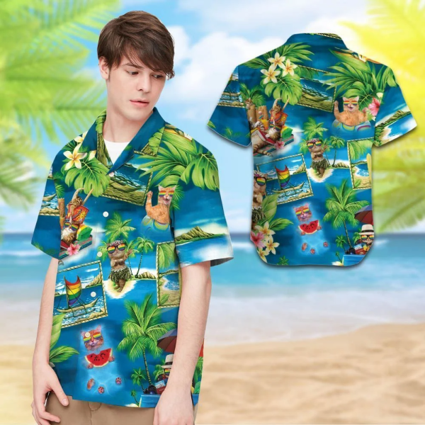 LGBT With Cats And Tropical Leaves Hawaiian Shirt Jezsport.com