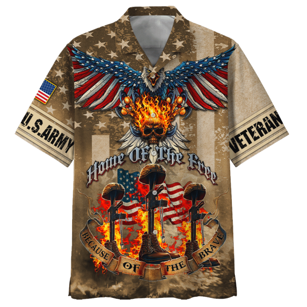 Army Home Of The Free Because Of The Brave Skull Hawaiian Shirt Jezsport.com