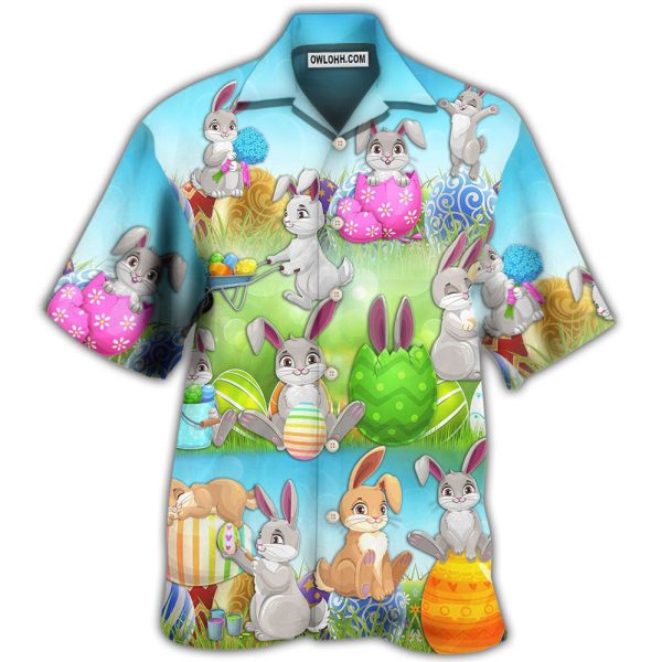 Easter Bunny Colorful Eggs - Hawaiian Shirt Jezsport.com