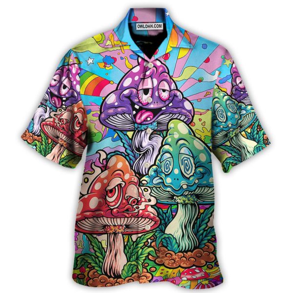 Hippie Mushroom Colorful Hippie Happy Life - Hawaiian Shirt Jezsport.com