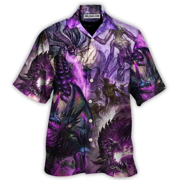 Dragon Purple Skull Monster Lightning Fight Art Style - Hawaiian Shirt Jezsport.com