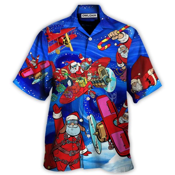 Christmas No Reindeer Any More Santa Loves Airplane Magic Night - Hawaiian Shirt Jezsport.com