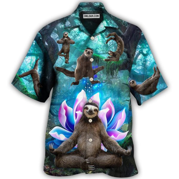 Sloth Yoga Pose On the Forest Lotus Flower - Hawaiian Shirt Jezsport.com