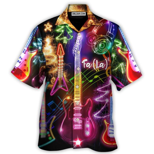 Christmas Guitar Tree Happy Glow Light Style - Hawaiian Shirt Jezsport.com