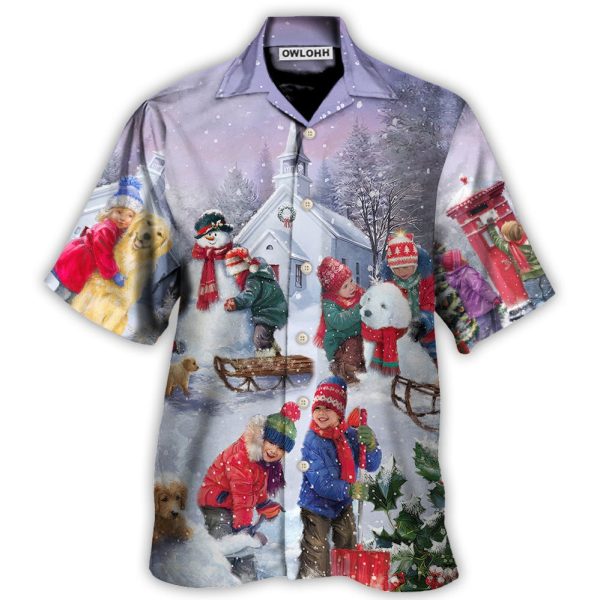 Christmas Children Love Christmas Chilling With Homie Art Style - Hawaiian Shirt Jezsport.com