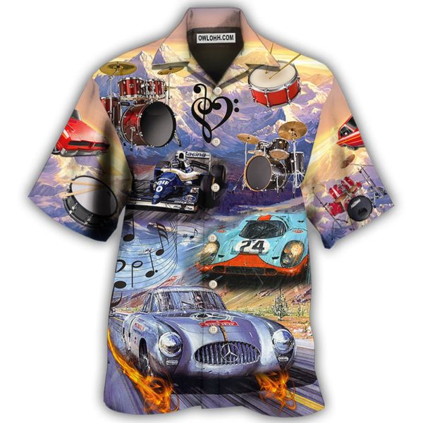 Racing And Drum Lover Music And Car - Hawaiian Shirt Jezsport.com