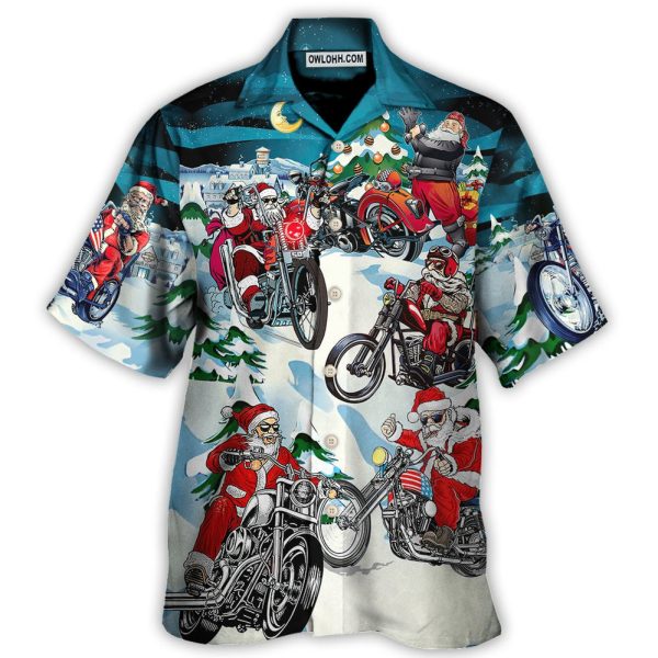 Christmas Santa Claus Driving Motorcycle - Hawaiian Shirt Jezsport.com