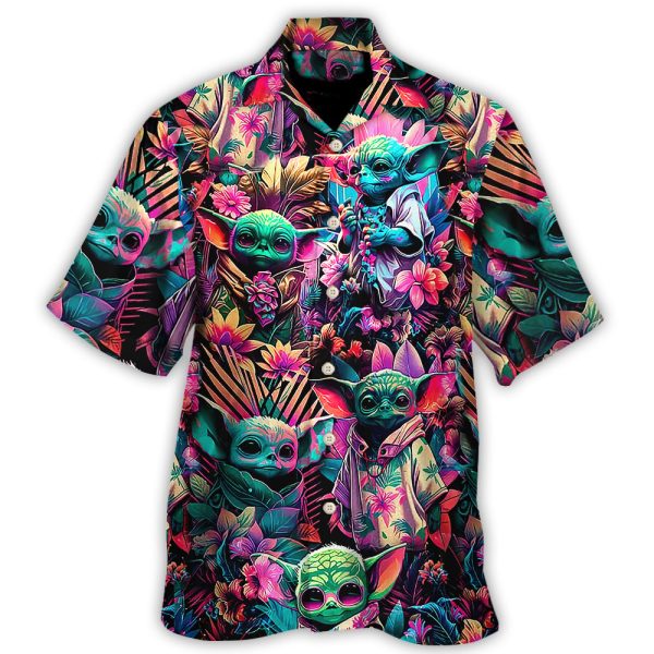 Starwars Baby Yoda Synthwave Cool - Hawaiian Shirt Jezsport.com