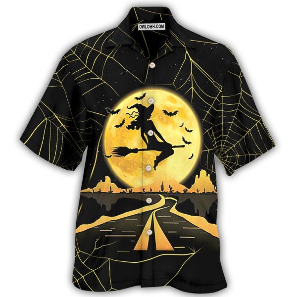 Halloween Witch On A Dark Desert Highway - Hawaiian Shirt Jezsport.com