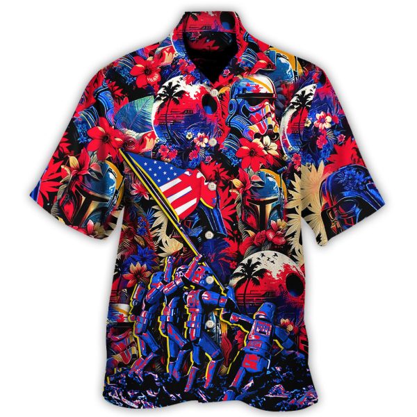 Independence Day Special Starwars Synthwave Tropical Style - Hawaiian Shirt Jezsport.com