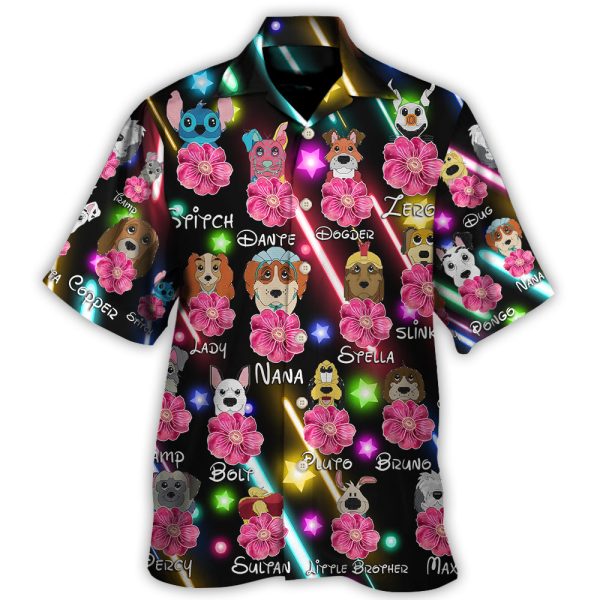 Dog Of DN Funny Dog Flower Neon Style Lovers Dog - Hawaiian Shirt Jezsport.com