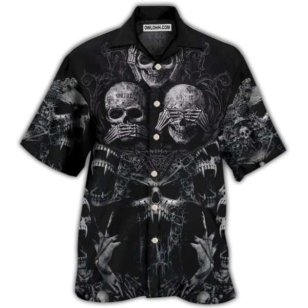 Skull Scary Darkness Art - Hawaiian Shirt Jezsport.com