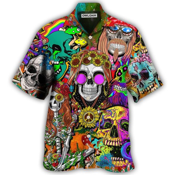 Hippie Skull Colorful Cool Style - Hawaiian Shirt Jezsport.com