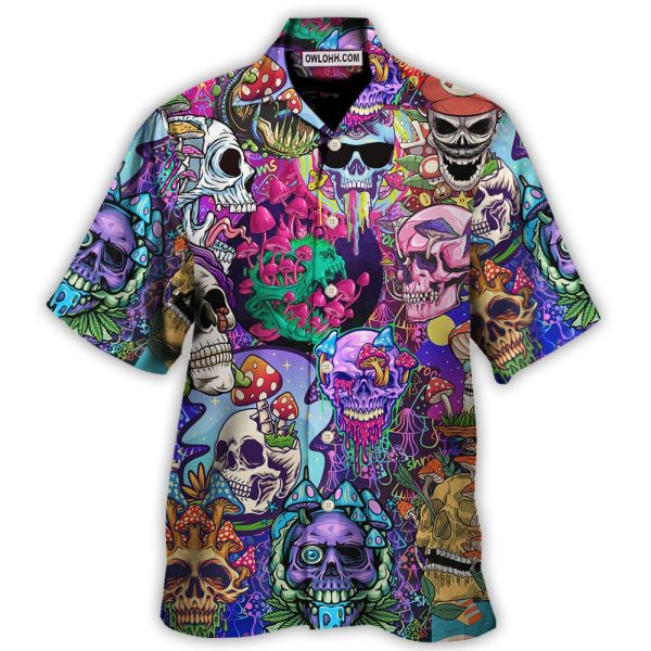 Hippie Mushroom And Skull Colorful Art - Hawaiian Shirt Jezsport.com