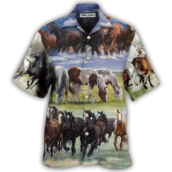 Horse Running Cool Painting Style - Hawaiian Shirt Jezsport.com