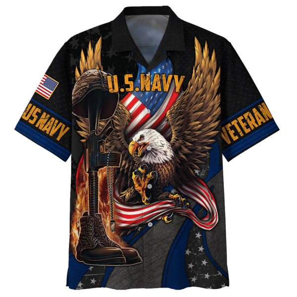 Navy Eagle With Gun And Boots Veteran U.S Navy Hawaiian Shirt Jezsport.com