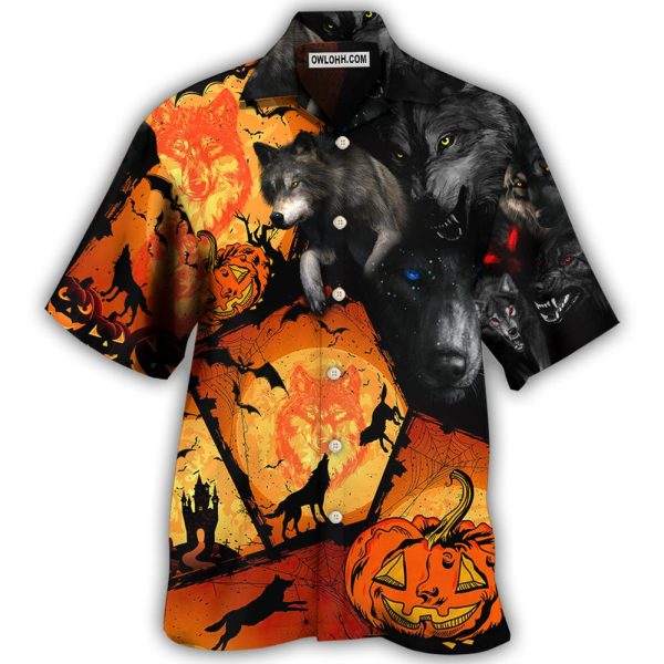 Halloween Wolf Pumpkin Scary - Hawaiian Shirt Jezsport.com