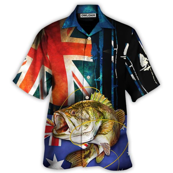 Fishing I Love Fishing Australia Flag Vintage - Hawaiian Shirt Jezsport.com