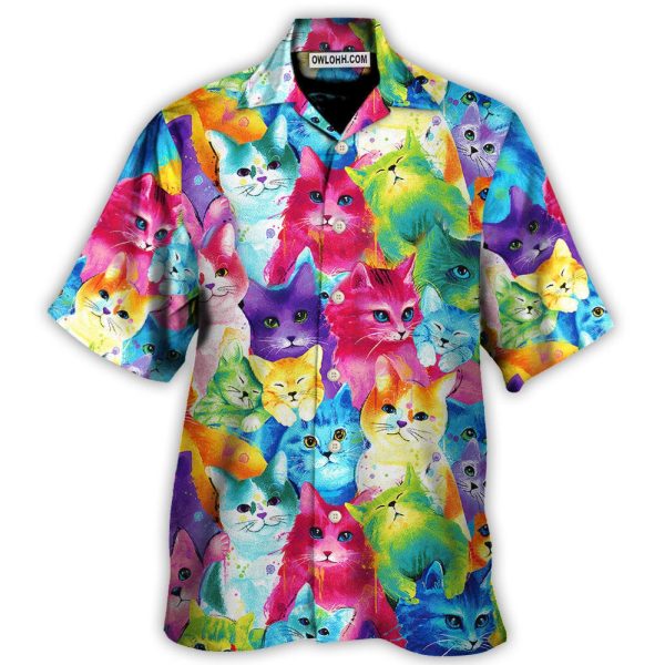 Cat Colorful Little Cute Kitten Happy Life - Hawaiian Shirt Jezsport.com