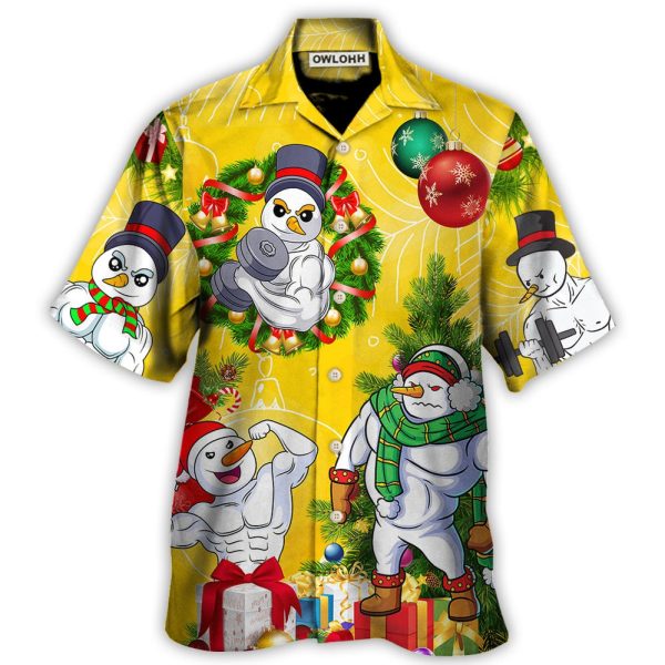 Christmas Frosty The Swoleman Snowman Workout Funny - Hawaiian Shirt Jezsport.com