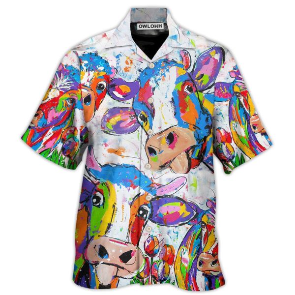 Cow Funny Amazing Colorful - Hawaiian Shirt Jezsport.com