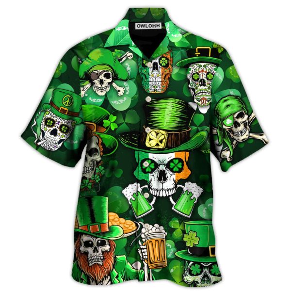 Irish Skull St Patrick's Day Green Light - Hawaiian Shirt Jezsport.com