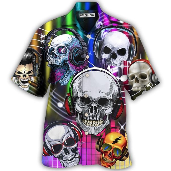 Skull Aloha Skull Music Lets Get High - Hawaiian Shirt Jezsport.com