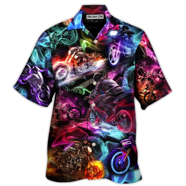 Motorcycle Racing Neon Light Colorful - Hawaiian Shirt Jezsport.com