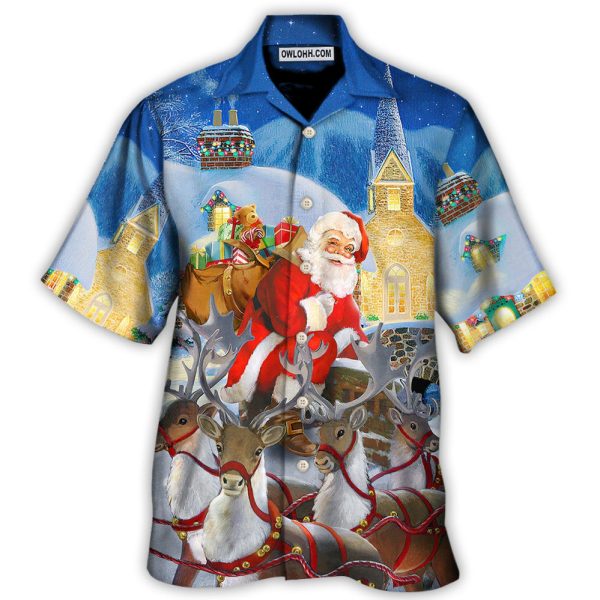 Christmas Santa Claus Reindeer Gift For Xmas Art Style - Hawaiian Shirt Jezsport.com