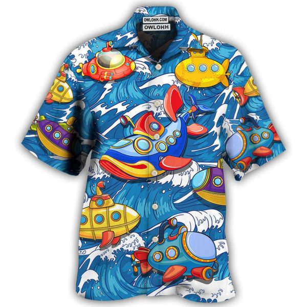 Diving Submarine Wave Art Style - Hawaiian Shirt Jezsport.com